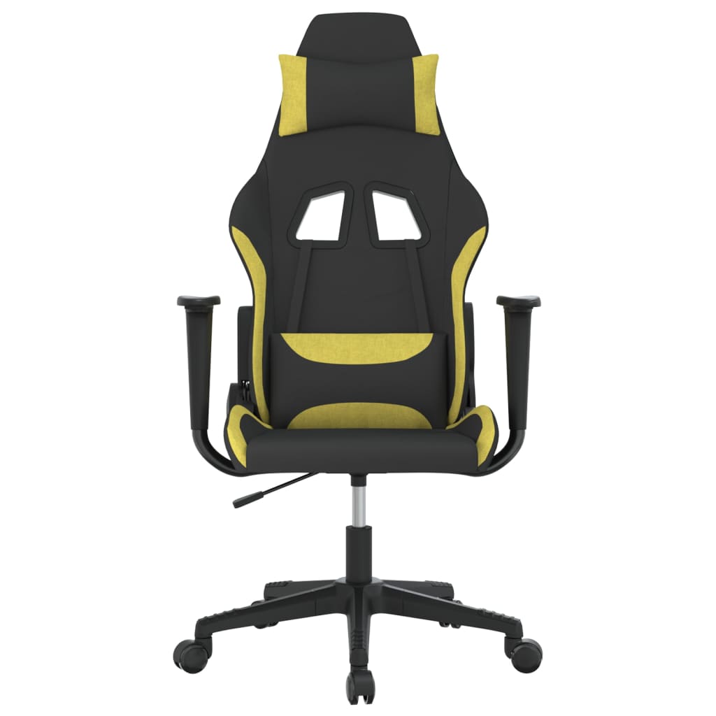 vidaXL Cadeira gaming de massagens tecido preto e verde-claro