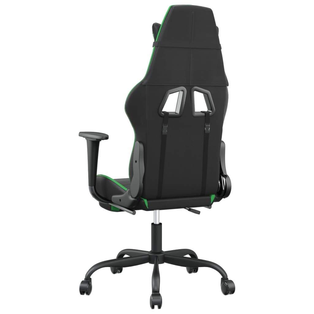 vidaXL Cadeira gaming massagens c/ apoio pés couro artif. preto/verde