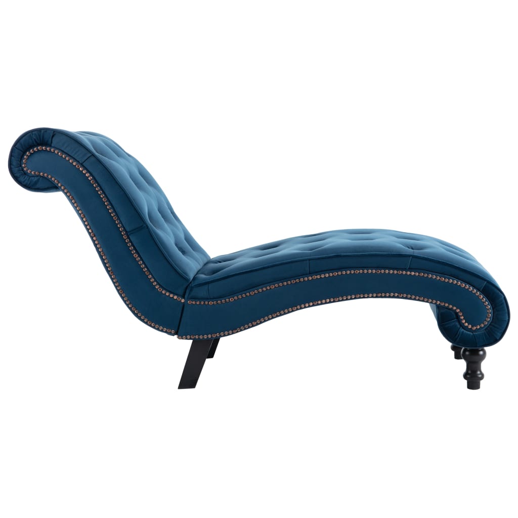 vidaXL Chaise longue em veludo azul