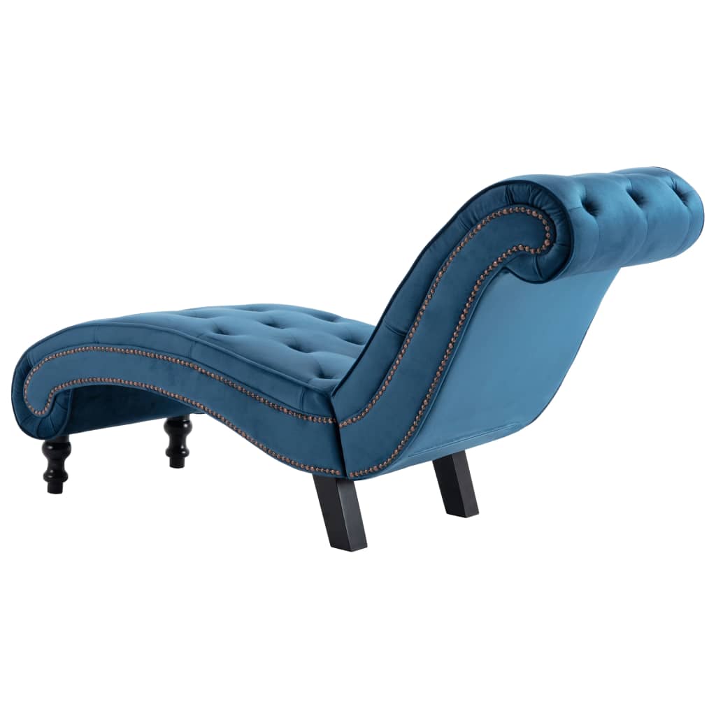 vidaXL Chaise longue em veludo azul