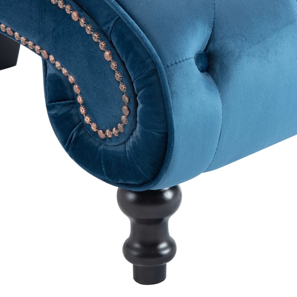 vidaXL Chaise longue em veludo azul