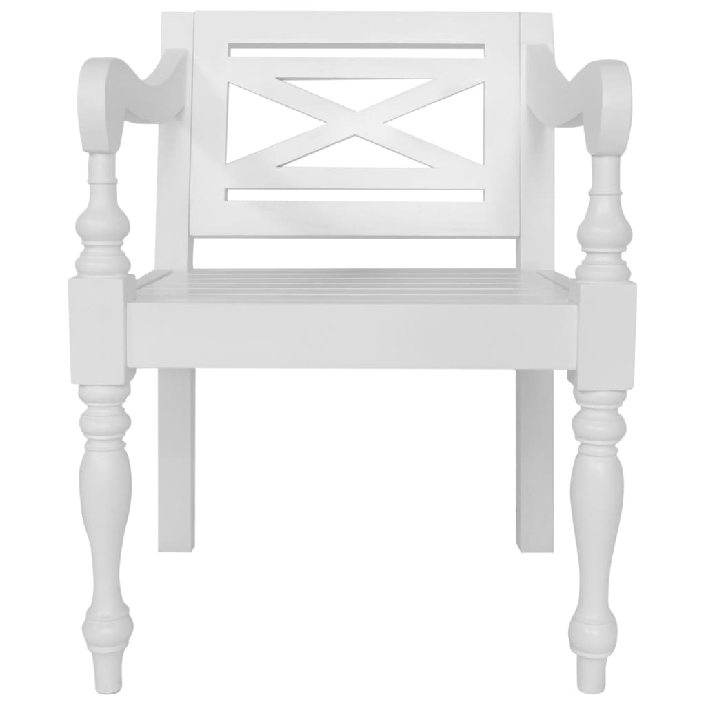 vidaXL Cadeiras Batávia 2 pcs madeira de mogno maciça branco