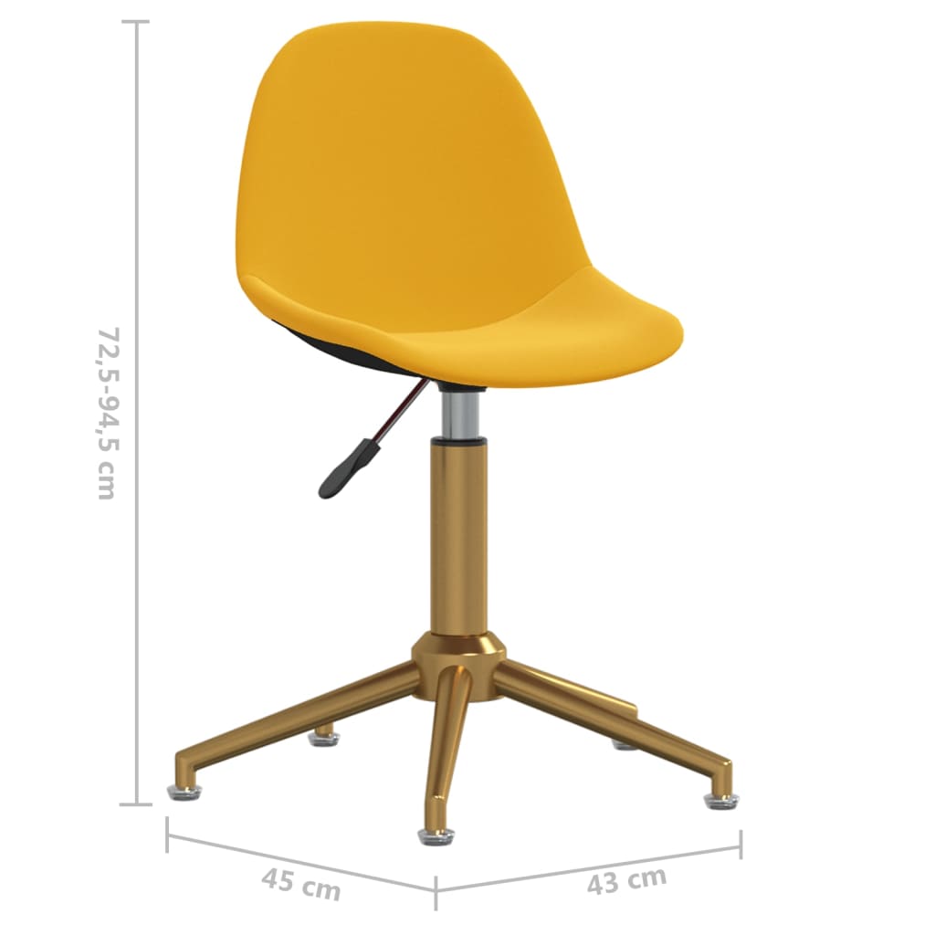 vidaXL Cadeiras de jantar giratórias 2 pcs veludo amarelo mostarda