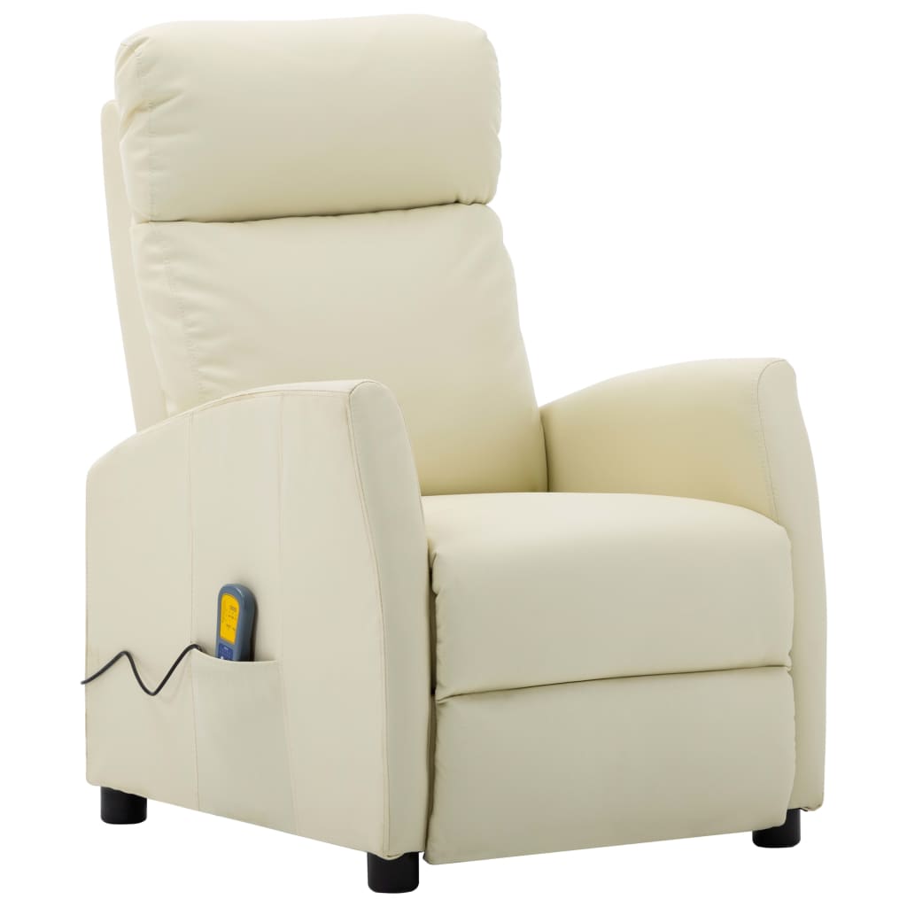 vidaXL Cadeira de massagens couro artificial cor creme