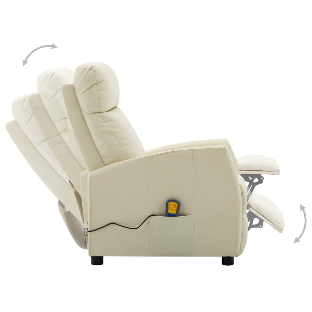 vidaXL Cadeira de massagens couro artificial cor creme