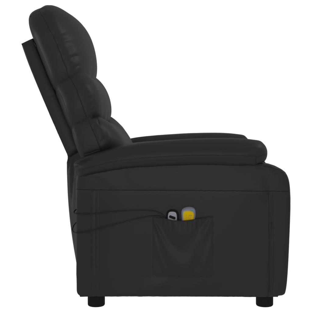 vidaXL Poltrona de massagens elétrica couro artificial preto