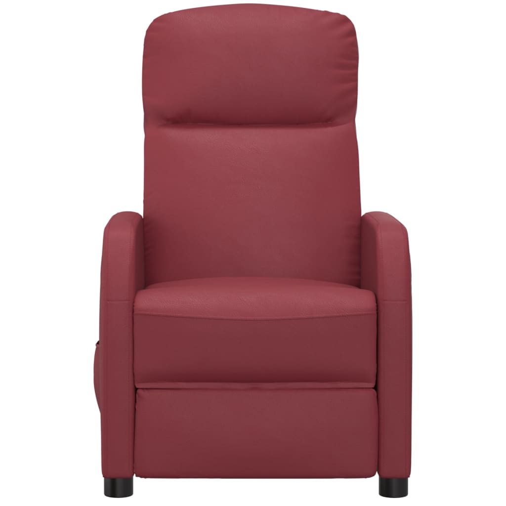 vidaXL Poltrona de massagens elétrica couro artificial vermelho tinto