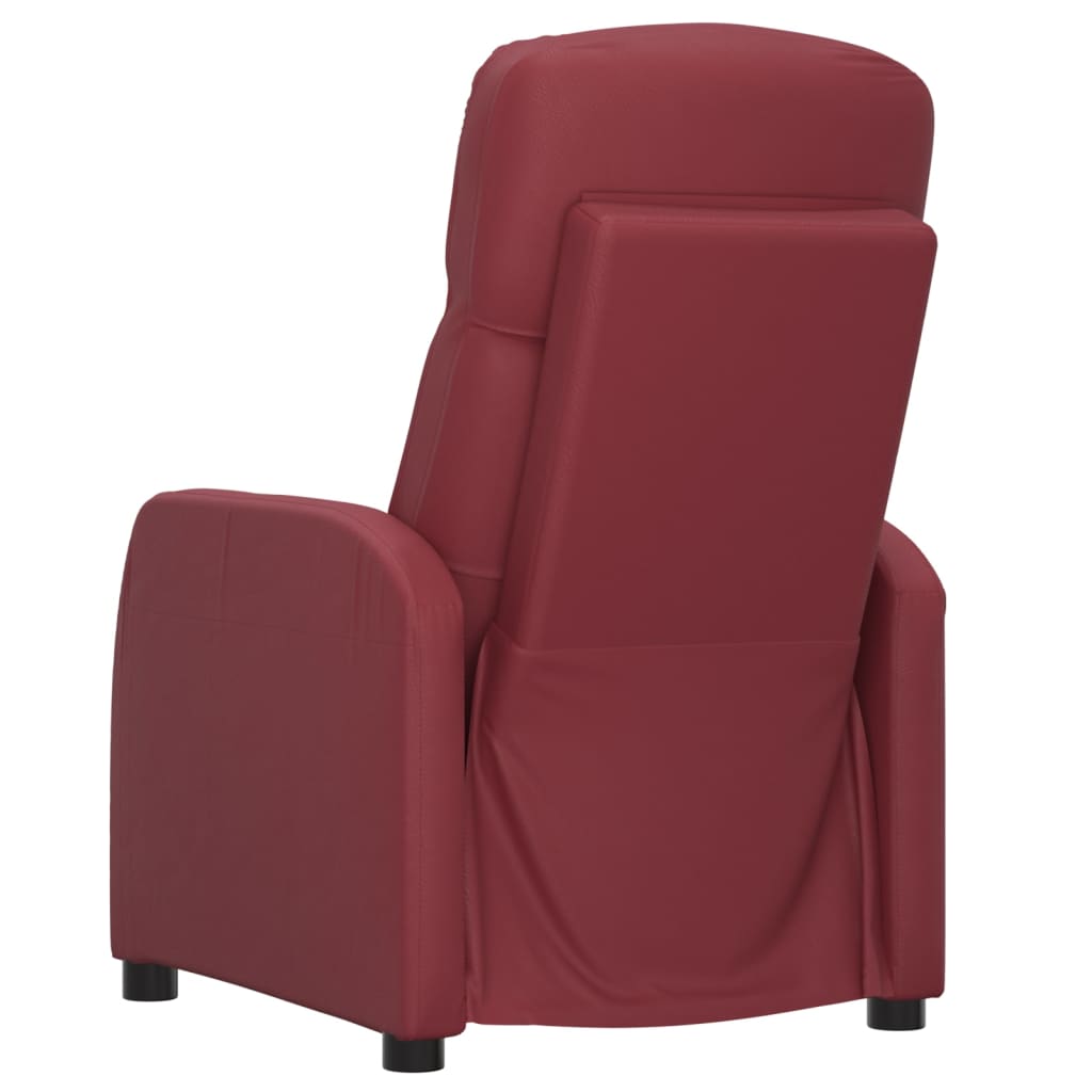 vidaXL Poltrona de massagens elétrica couro artificial vermelho tinto