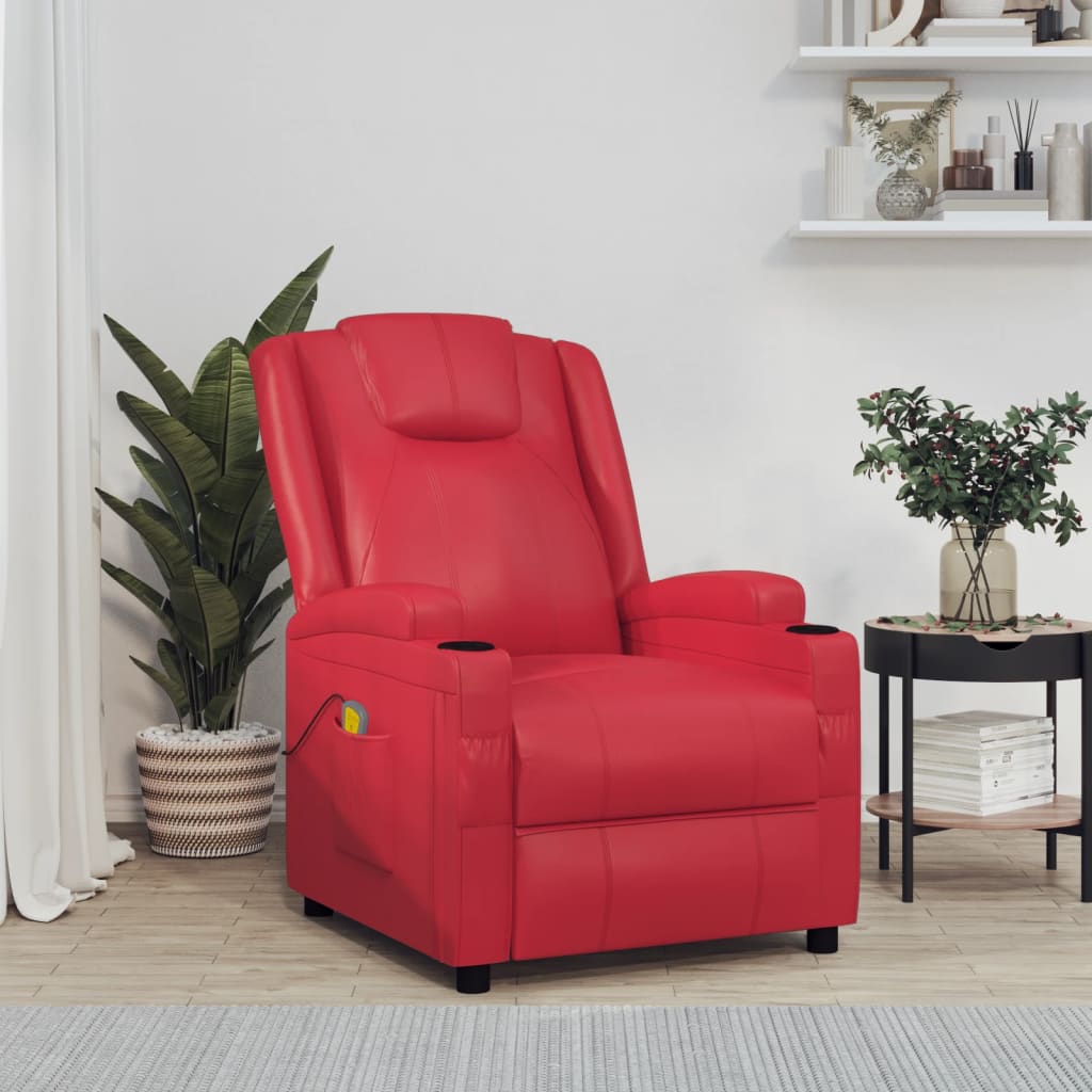 vidaXL Cadeira de massagens couro artificial vermelho