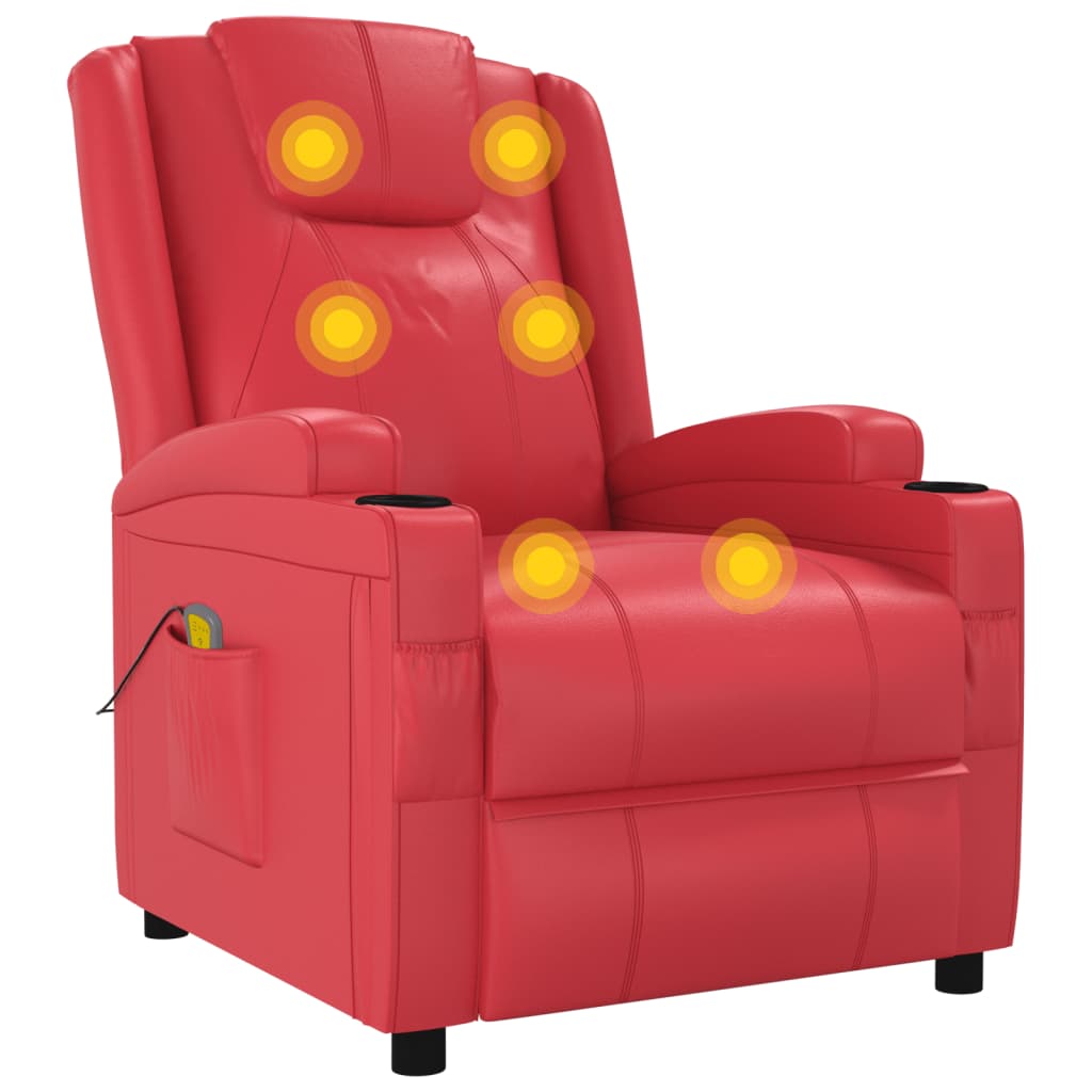 vidaXL Cadeira de massagens couro artificial vermelho