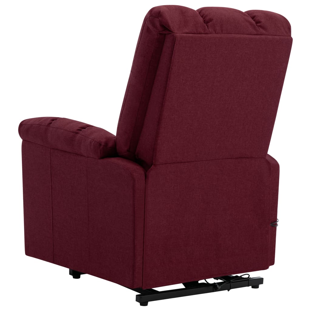 vidaXL Poltrona elevatória de massagens tecido vermelho tinto