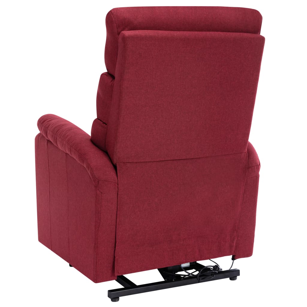 vidaXL Poltrona elevatória de massagens tecido vermelho tinto