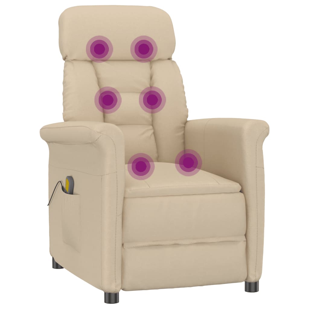 vidaXL Poltrona de massagens reclinável camurça artificial cor creme