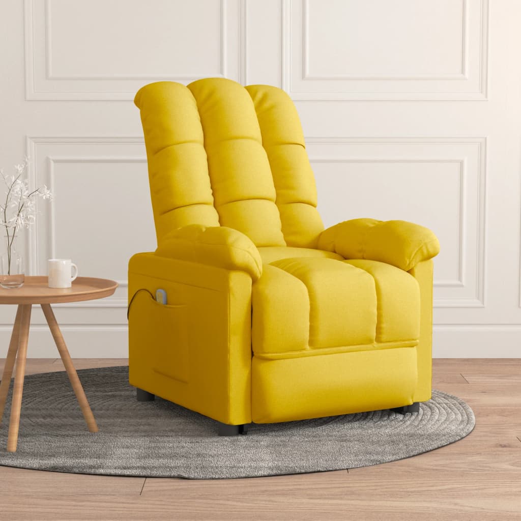 vidaXL Poltrona de massagens tecido amarelo