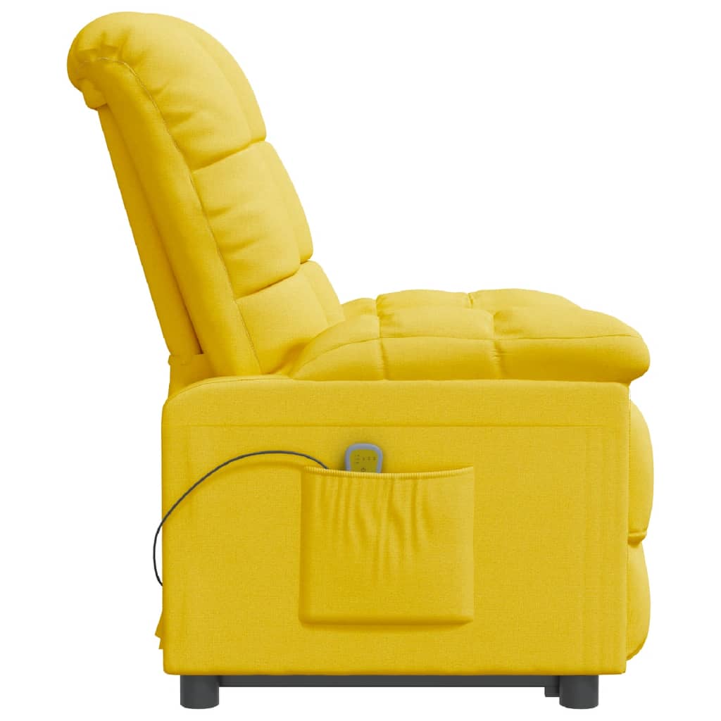 vidaXL Poltrona de massagens tecido amarelo