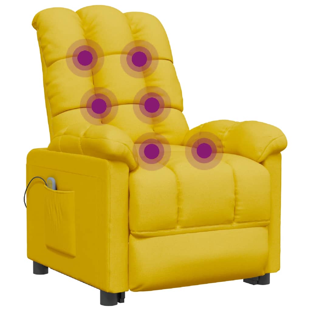 vidaXL Poltrona de massagens tecido amarelo