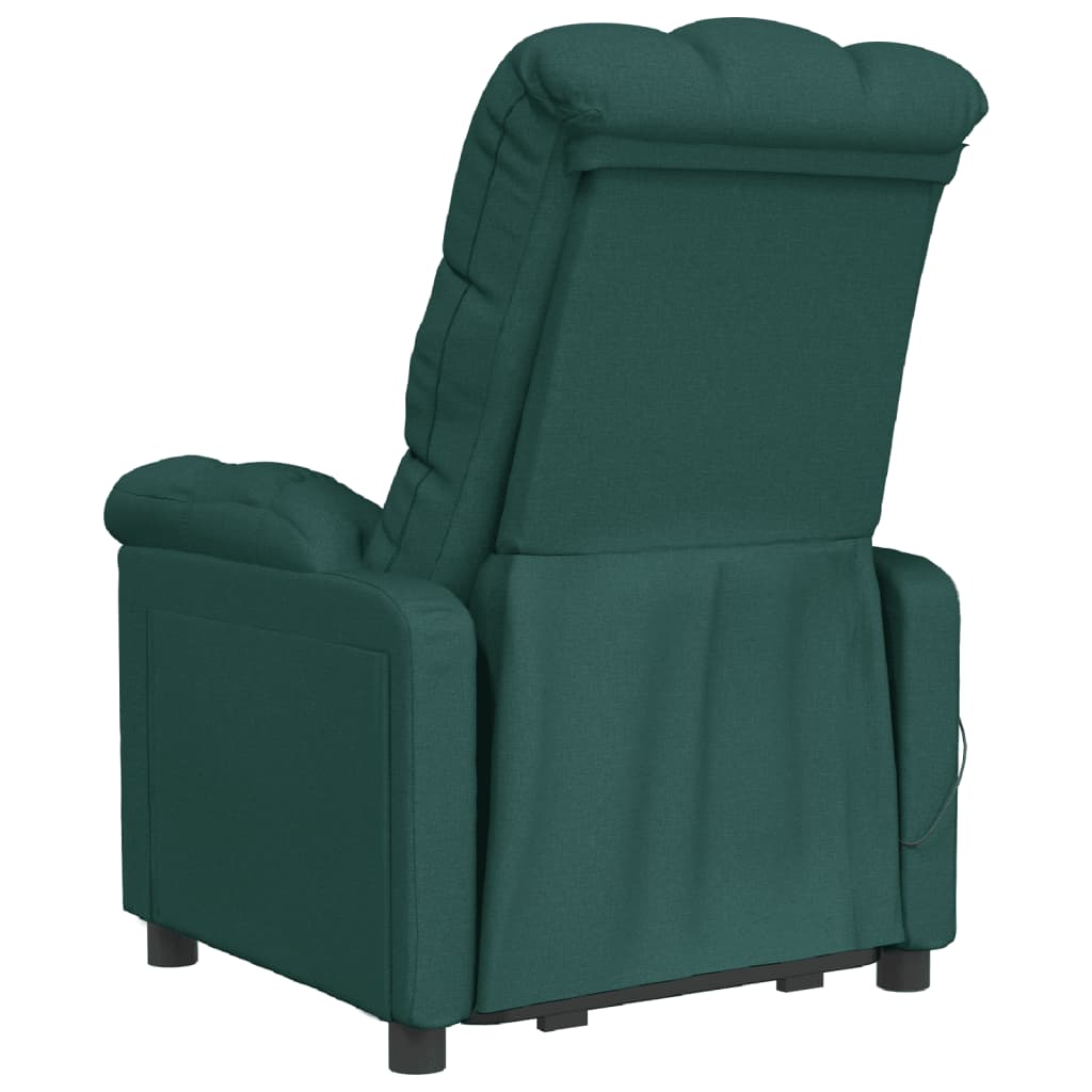 vidaXL Poltrona de massagens tecido verde-escuro