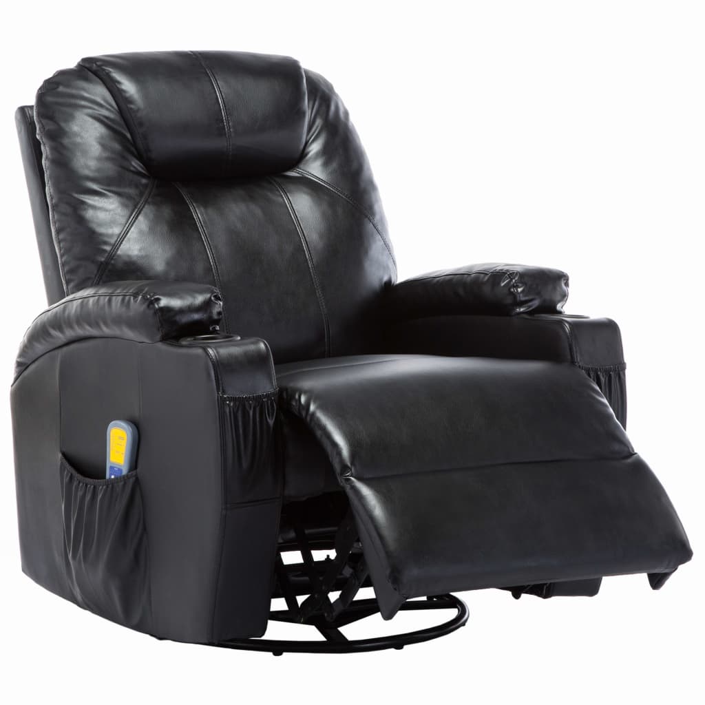 vidaXL Cadeira de massagem reclinável couro artificial preto