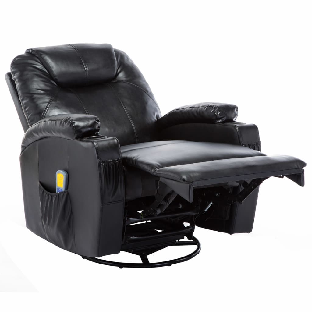 vidaXL Cadeira de massagem reclinável couro artificial preto