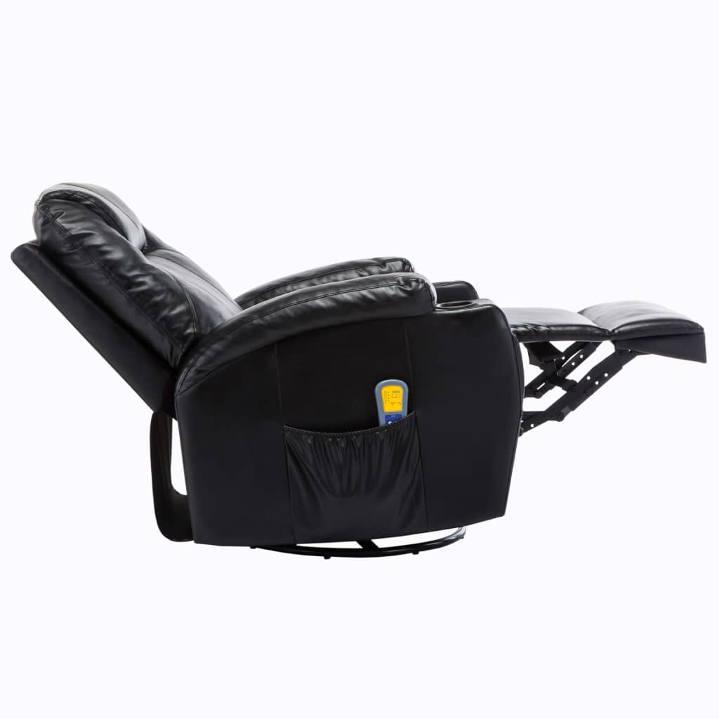 vidaXL Cadeira de massagem reclinável couro artificial preto