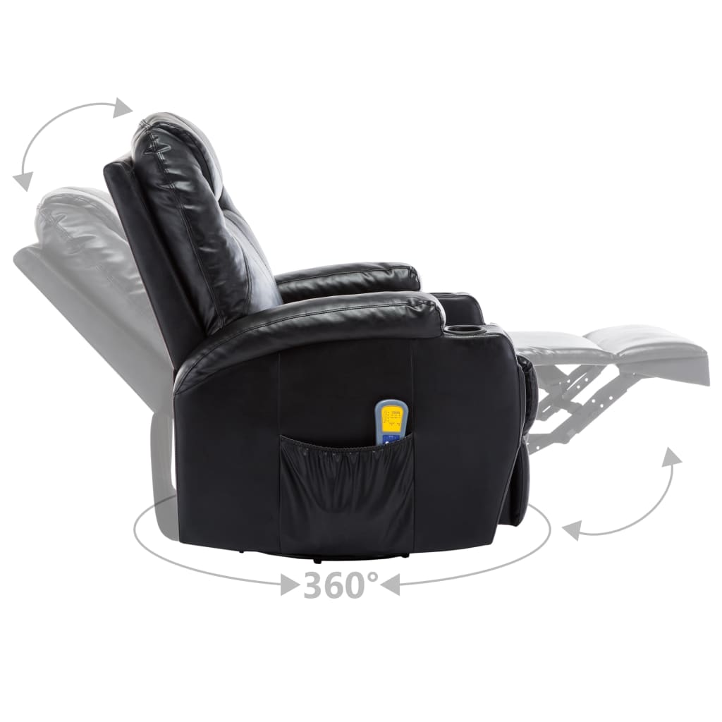 vidaXL Cadeira de massagem reclinável couro artificial preto