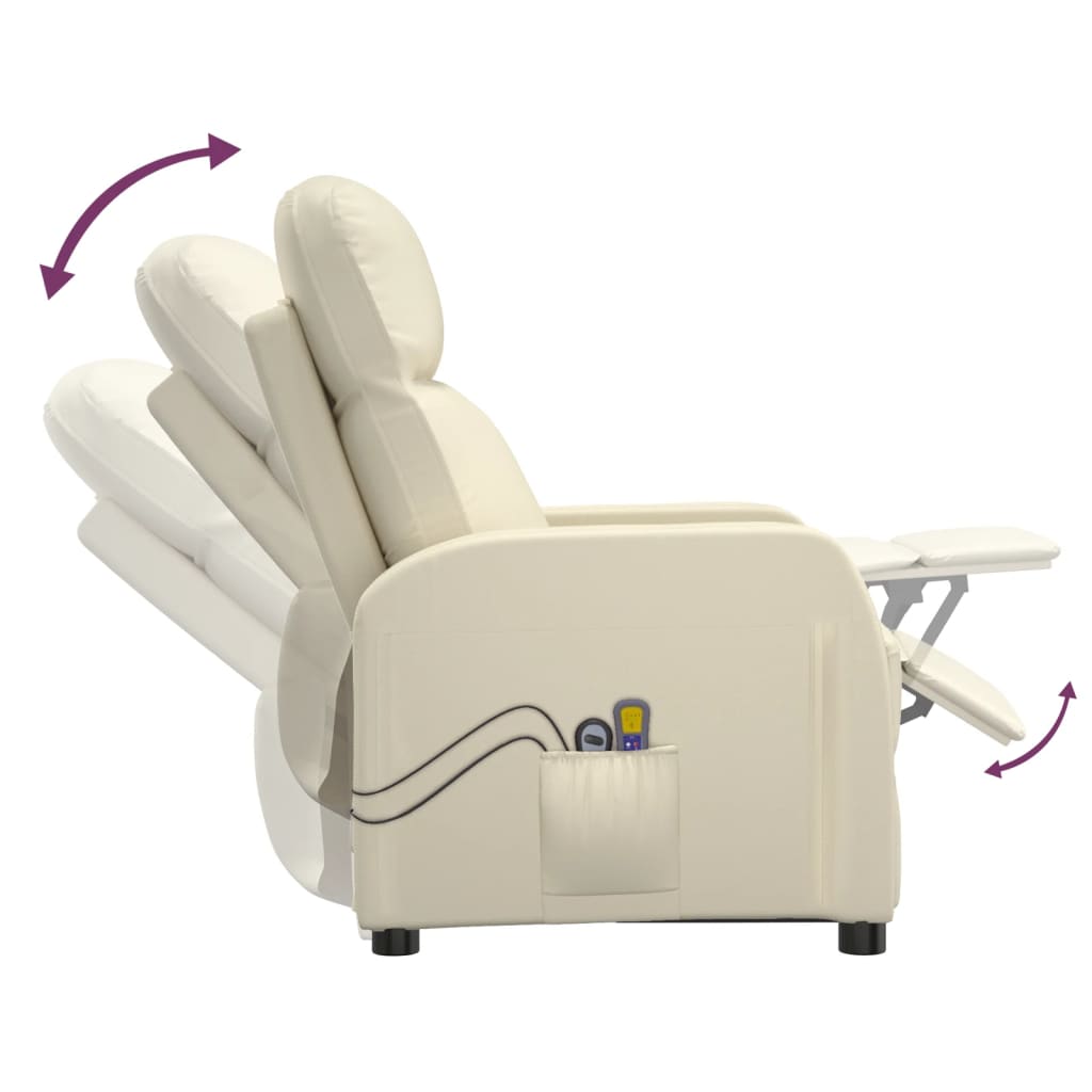 vidaXL Poltrona de massagens elétrica couro artificial branco