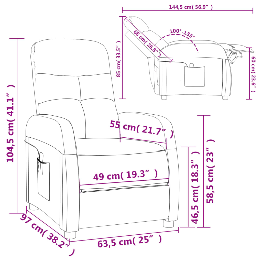 vidaXL Poltrona de massagens tecido cinzento-claro