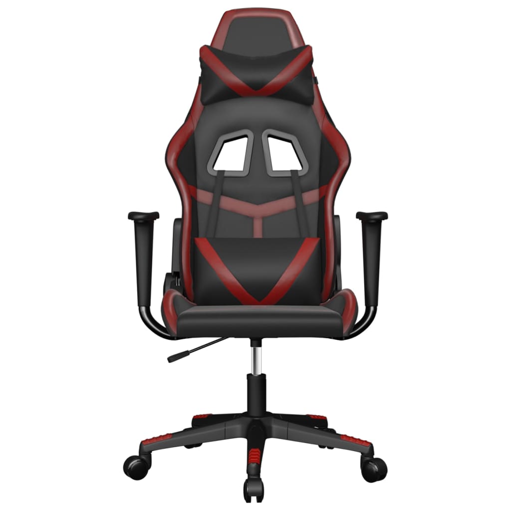 vidaXL Cadeira gaming couro artificial preto e vermelho tinto