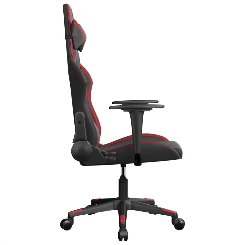 vidaXL Cadeira gaming couro artificial preto e vermelho tinto