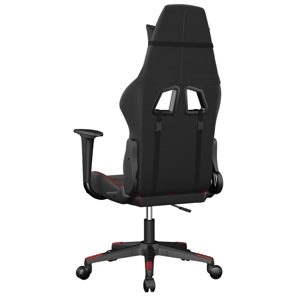 vidaXL Cadeira gaming couro artificial preto e vermelho tinto