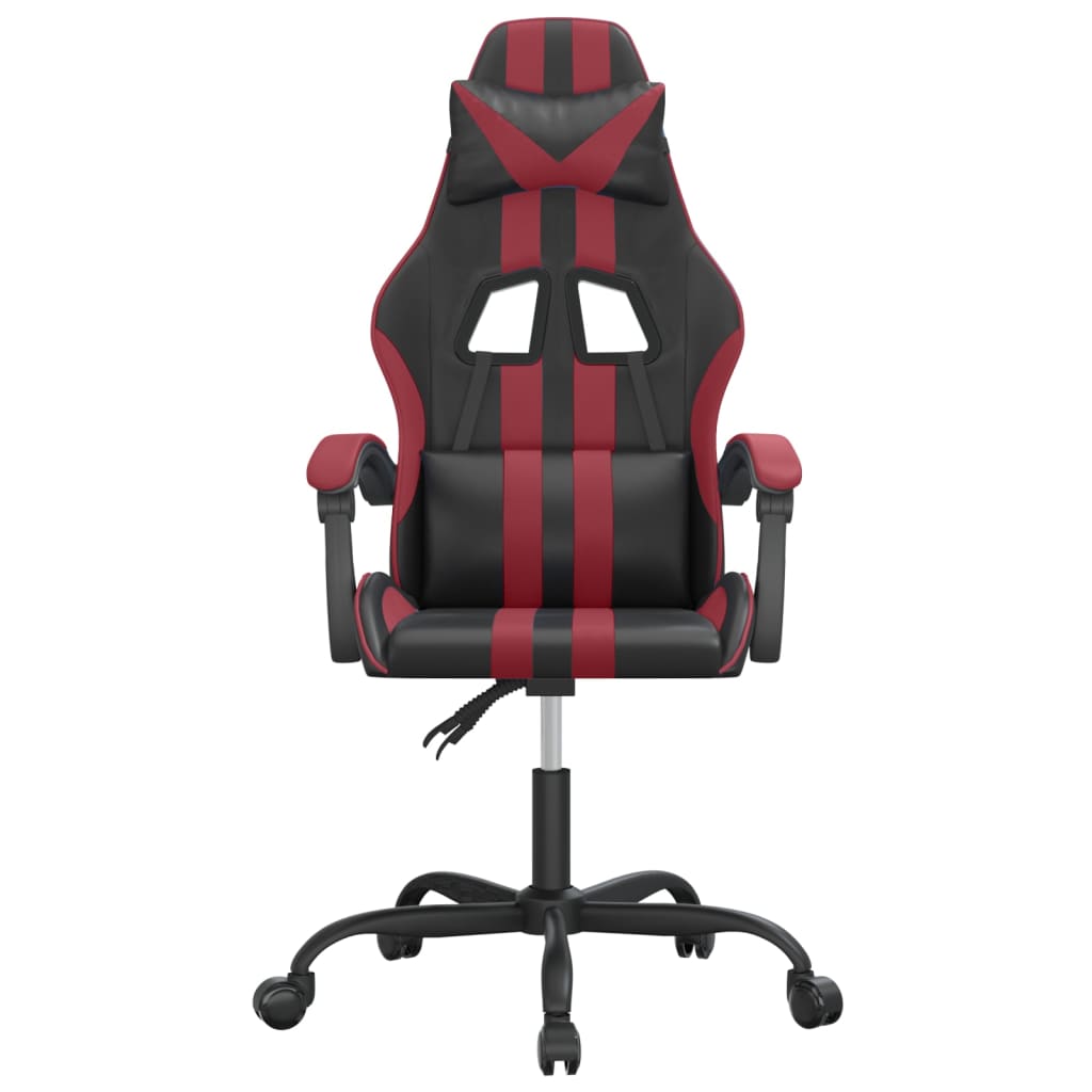 vidaXL Cadeira gaming couro artificial preto e vermelho tinto