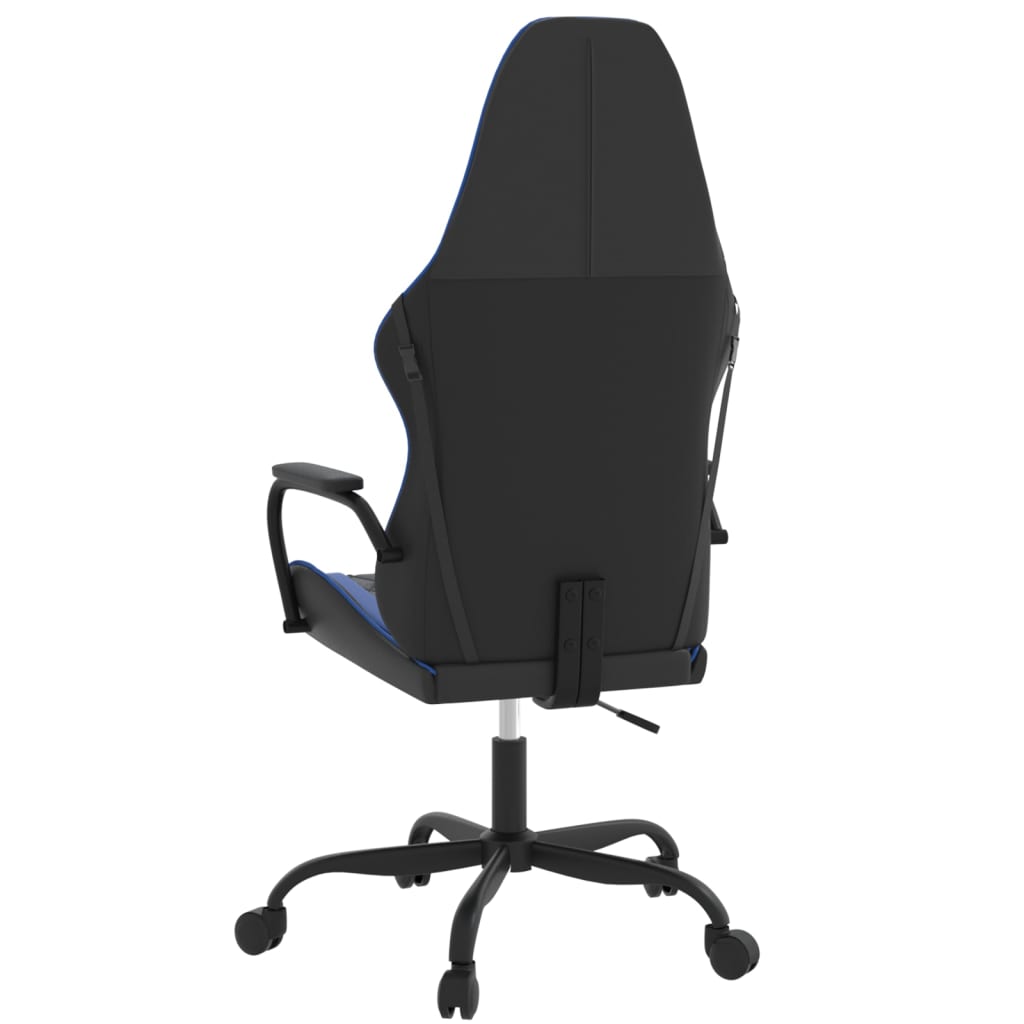 vidaXL Cadeira de gaming couro artificial preto e azul