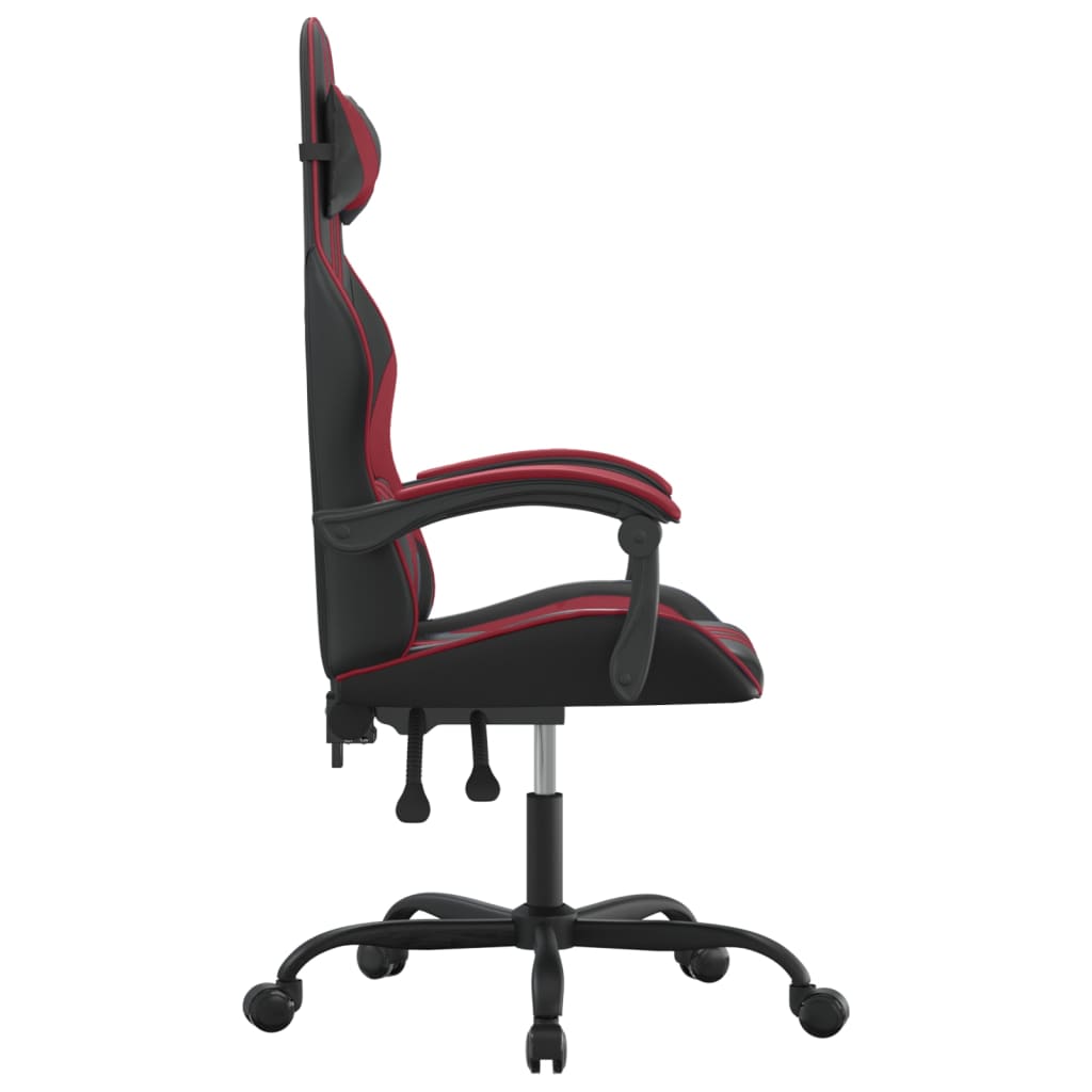 vidaXL Cadeira gaming couro artificial preto e vermelho tinto