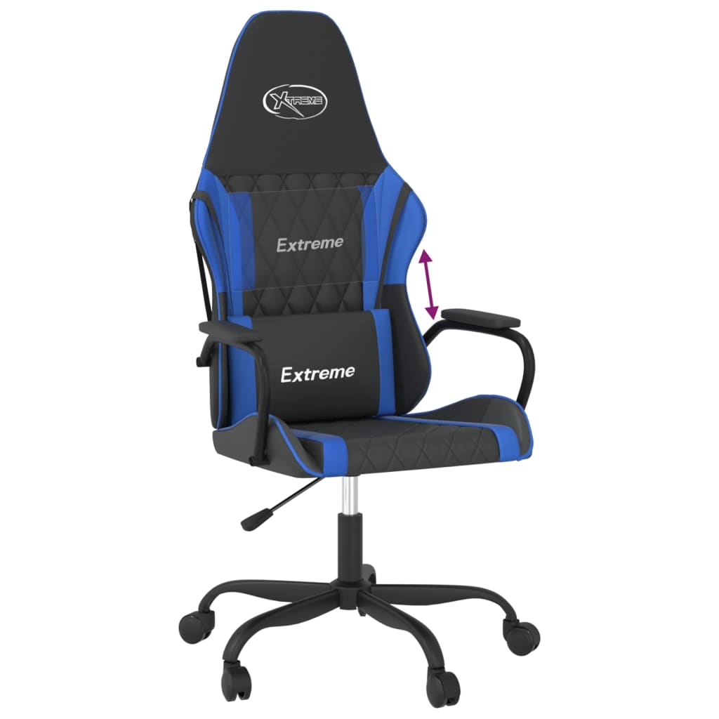 vidaXL Cadeira de gaming couro artificial preto e azul