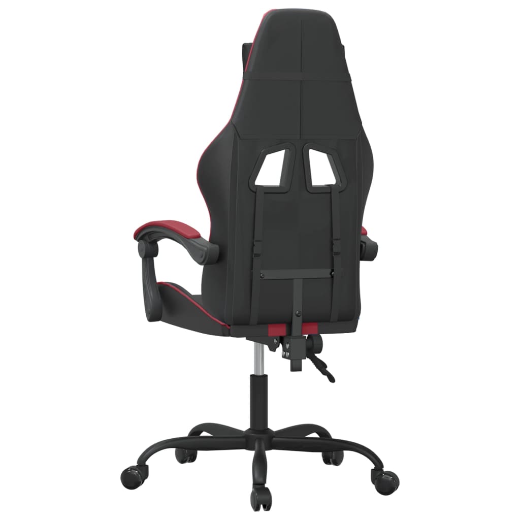 vidaXL Cadeira gaming couro artificial preto e vermelho tinto