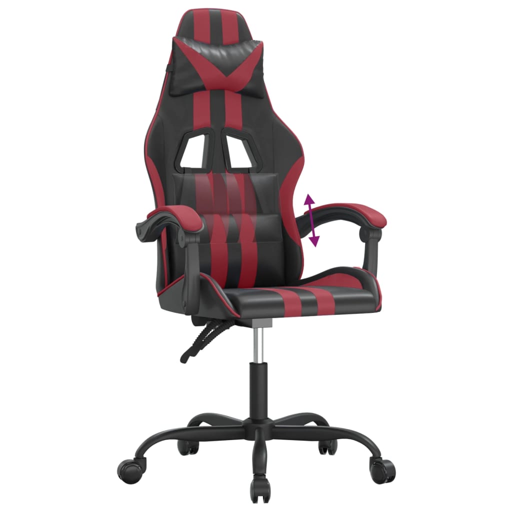 vidaXL Cadeira gaming couro artificial preto e vermelho tinto