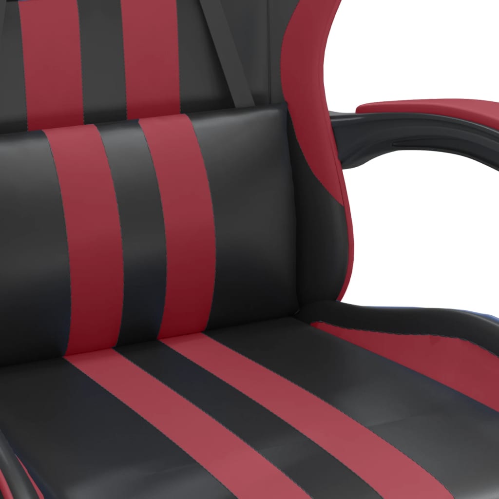 vidaXL Cadeira gaming couro artificial preto e vermelho tinto