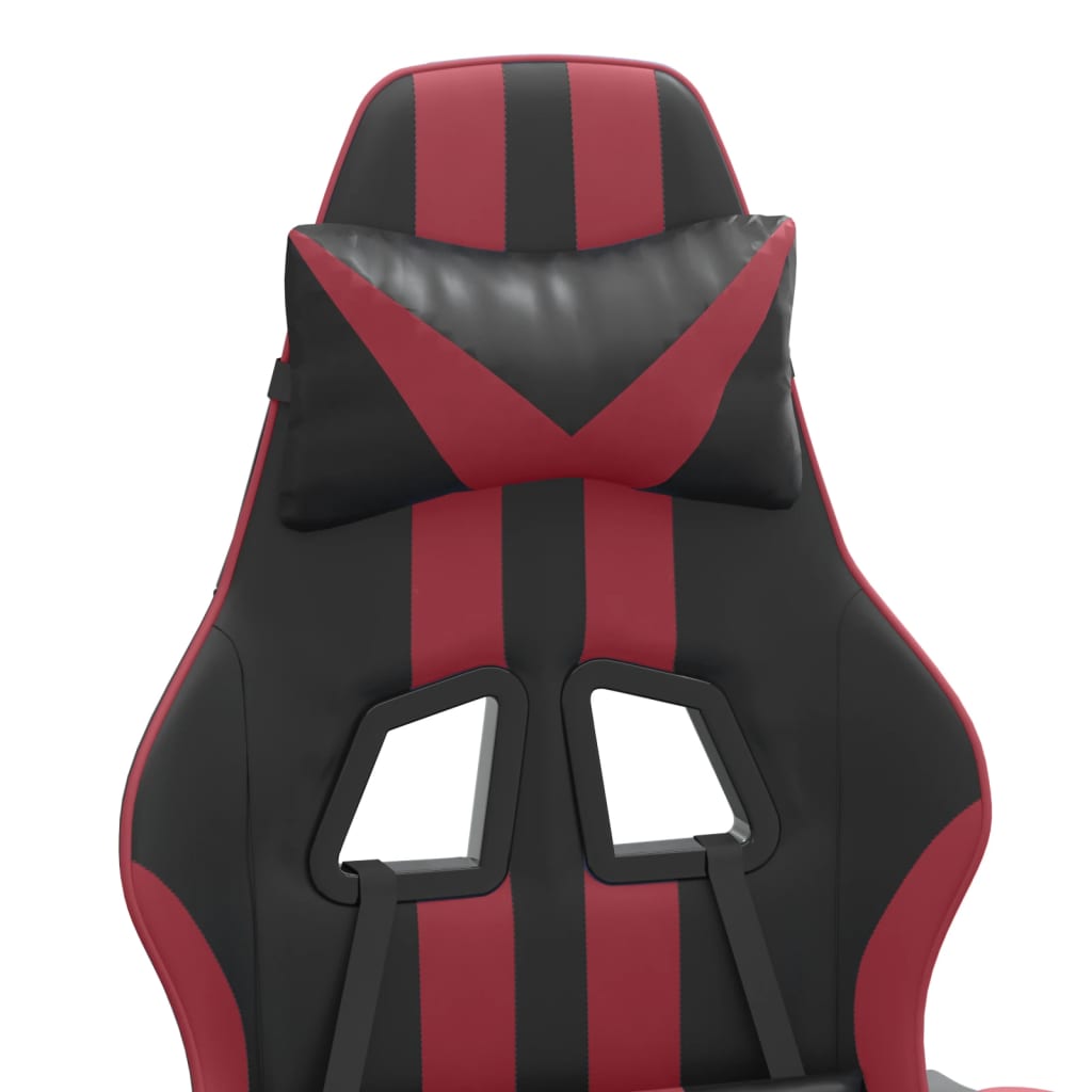 vidaXL Cadeira gaming couro artificial preto e vermelho tinto