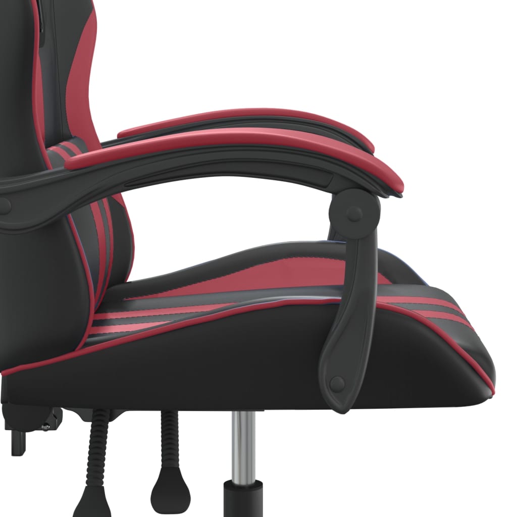 vidaXL Cadeira gaming couro artificial preto e vermelho tinto