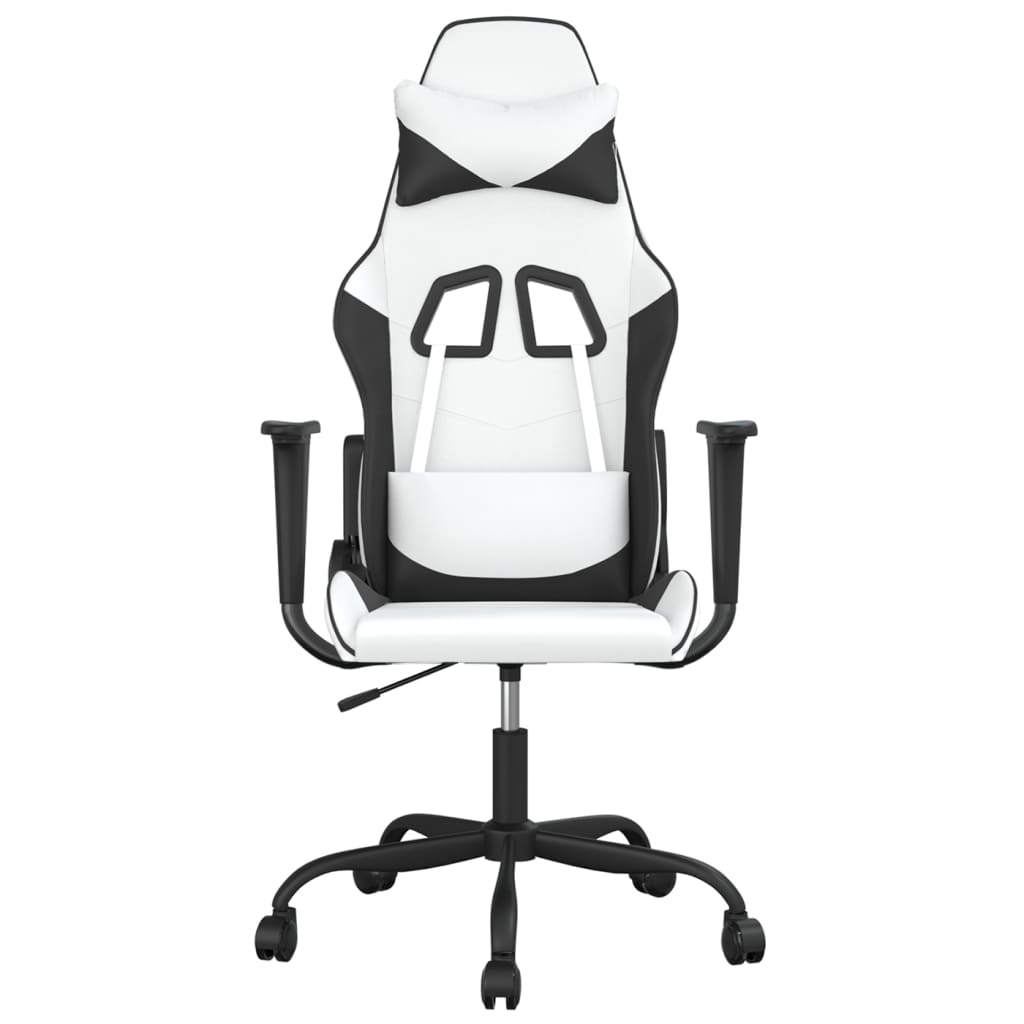 vidaXL Cadeira gaming couro artificial branco e preto