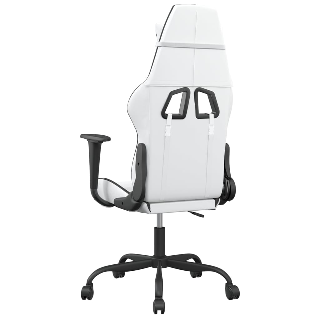 vidaXL Cadeira gaming couro artificial branco e preto