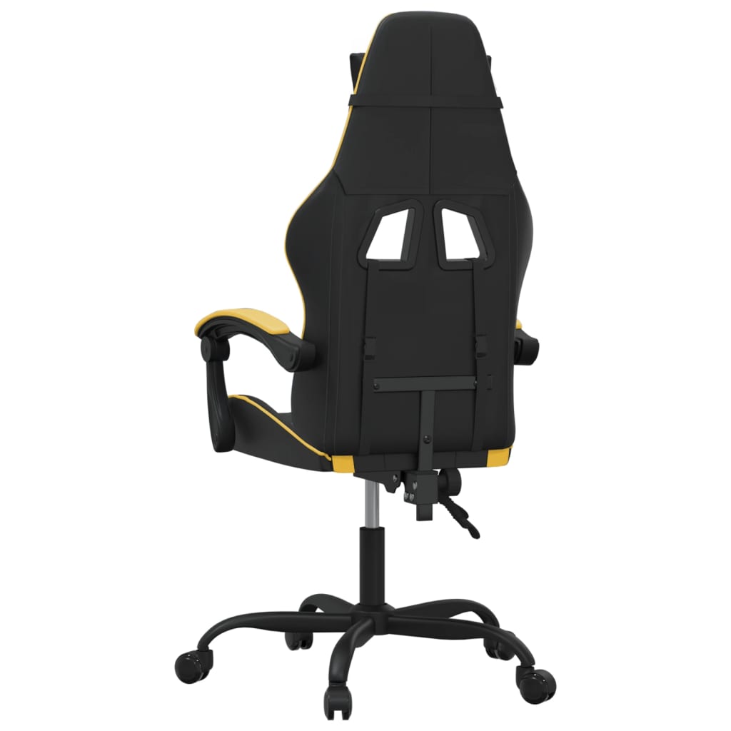 vidaXL Cadeira gaming couro artificial preto e dourado