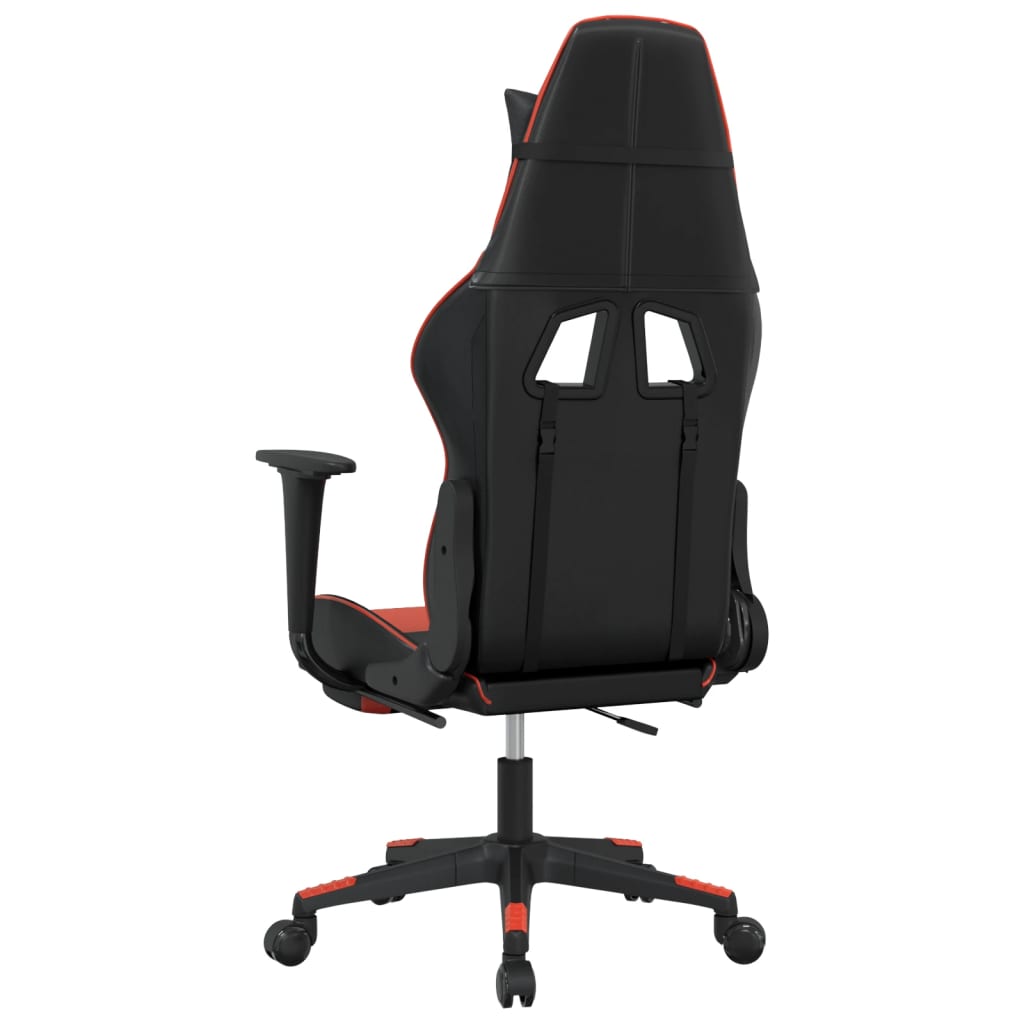 vidaXL Cadeira gaming c/ apoio pés couro artificial preto e vermelho