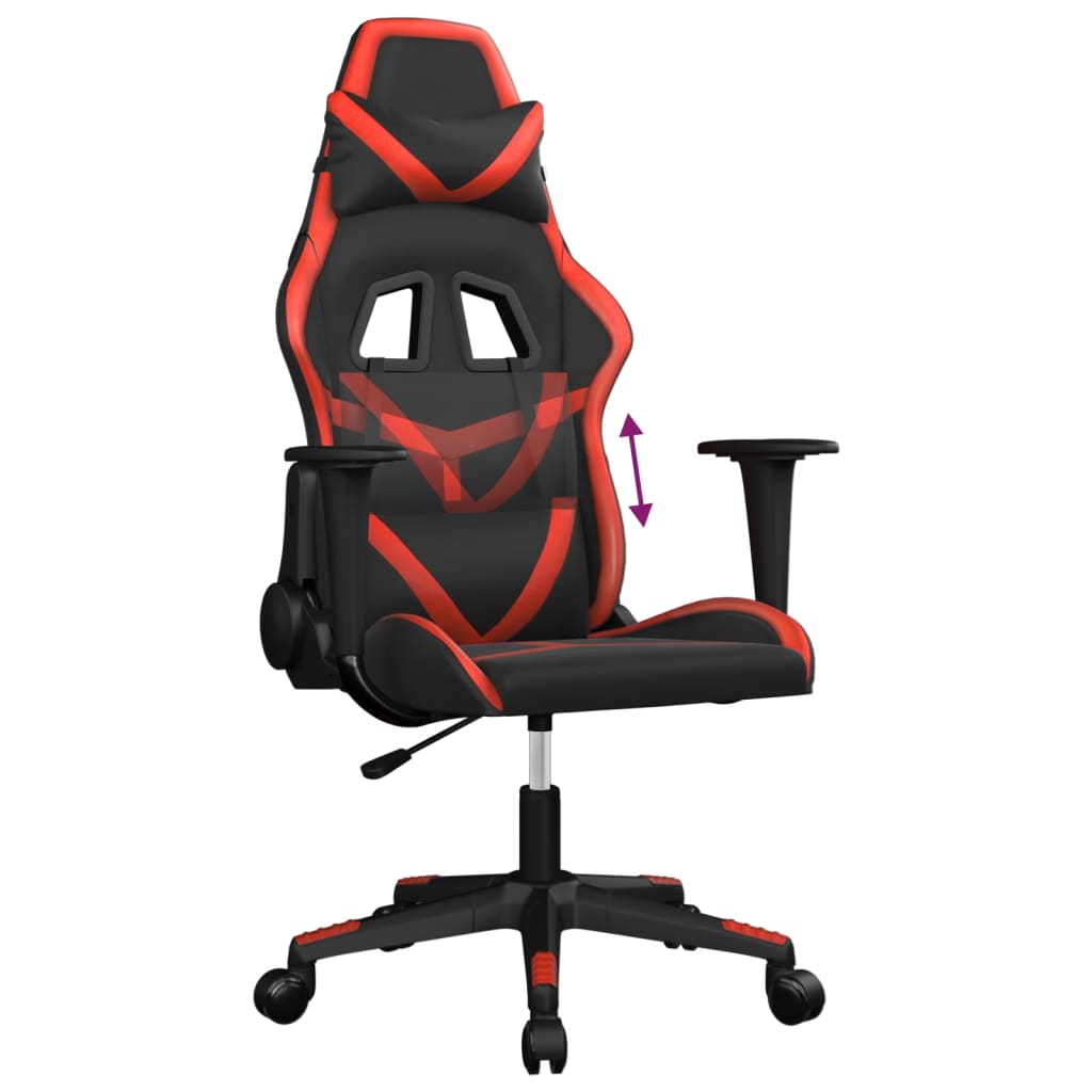 vidaXL Cadeira gaming couro artificial preto e vermelho