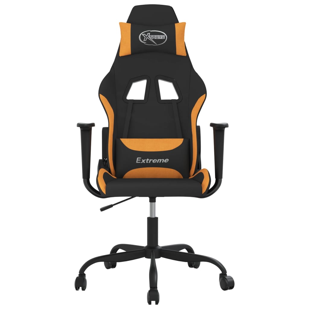 vidaxL Cadeira de gaming tecido preto e laranja