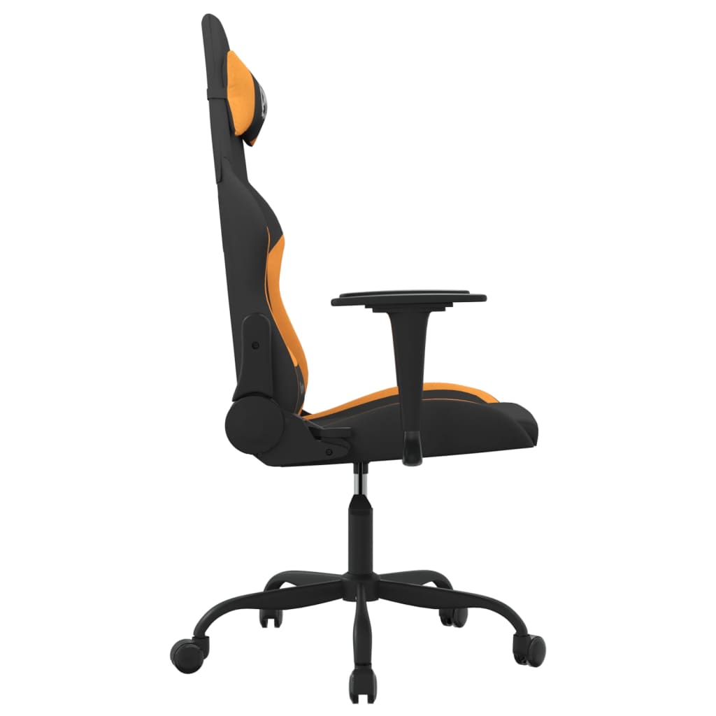 vidaxL Cadeira de gaming tecido preto e laranja