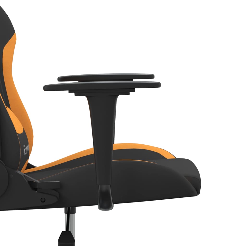 vidaxL Cadeira de gaming tecido preto e laranja