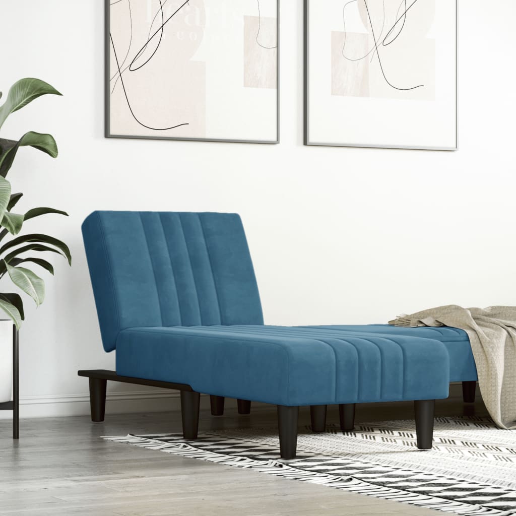 vidaXL Chaise longue veludo azul