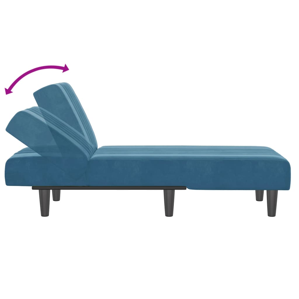 vidaXL Chaise longue veludo azul