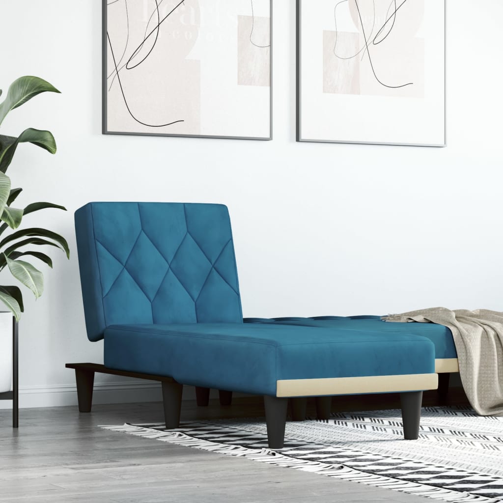 vidaXL Chaise longue veludo azul